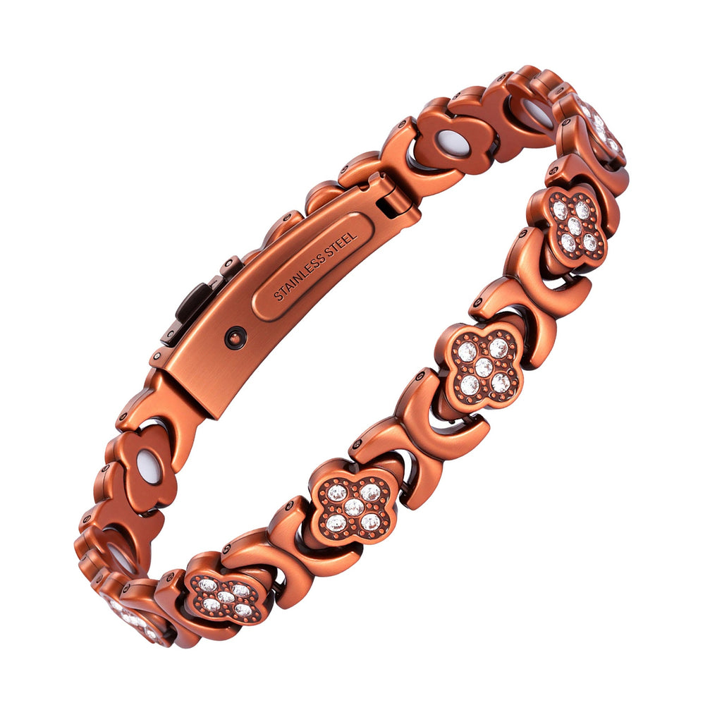 Men's Bronze Magnet Retro Wide Row Full Bracelet