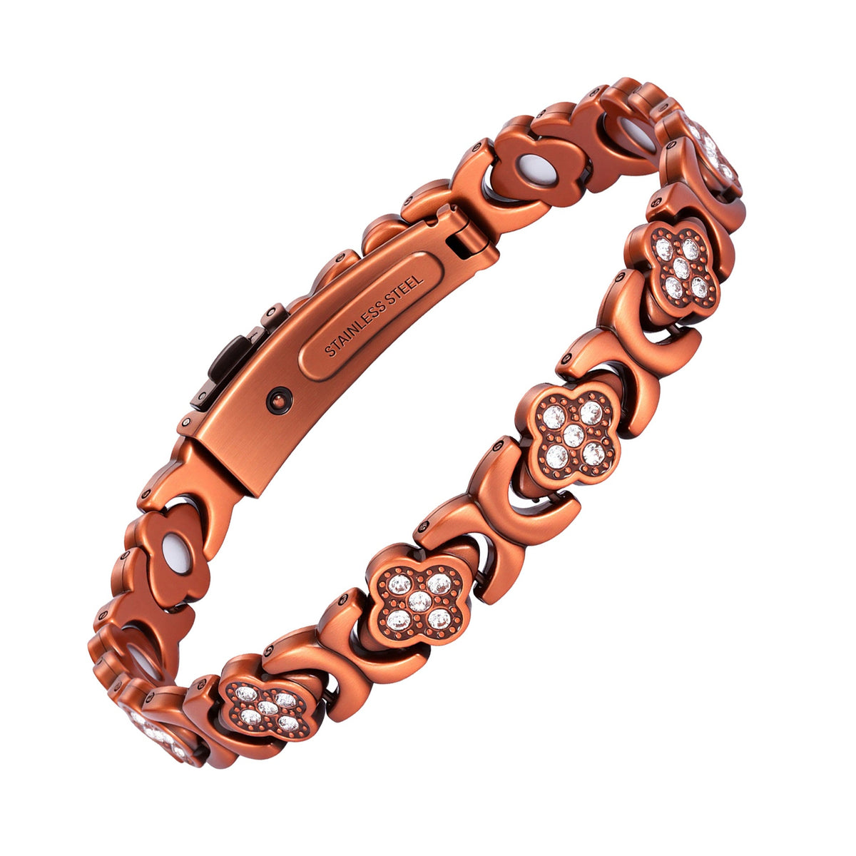 Men's Bronze Magnet Retro Wide Row Full Bracelet