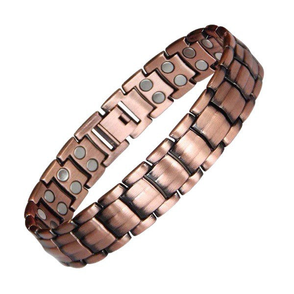 Men's Bronze Magnet Retro Wide Row Full Bracelet