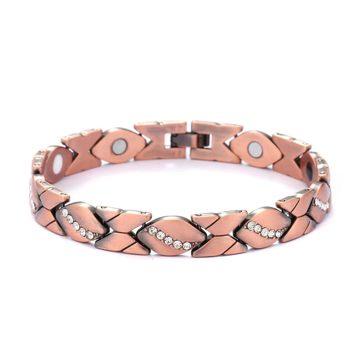 Men's Bronze Magnet Retro Wide Row Full Bracelet